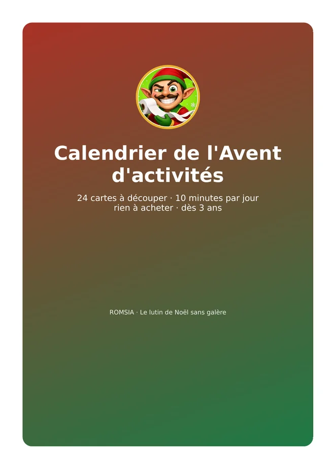 Couverture du Calendrier de l'Avent d'activités