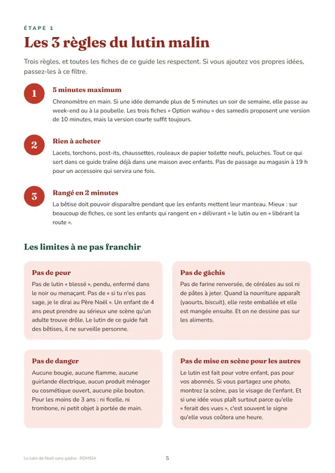 Page des 3 règles du lutin malin